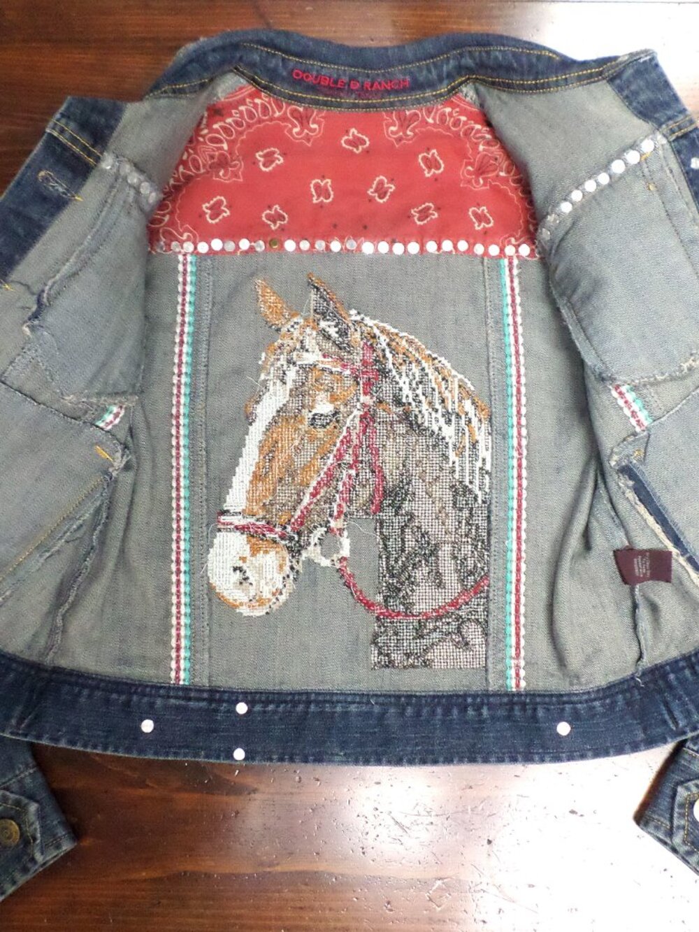Double D Ranch Shadowflax Trucker Denim Jean Jacket Embroidered - Vintage Style - Picture 8 of 11